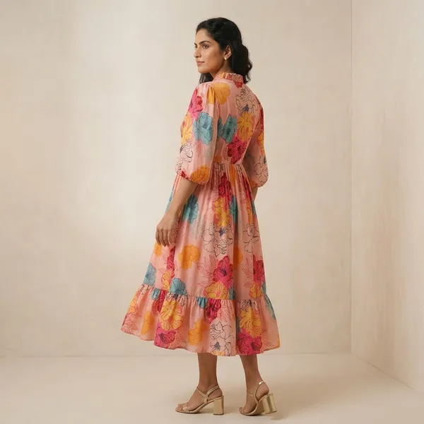 Multicolor_Silk_Crepe_Midi_Dress_For_Women