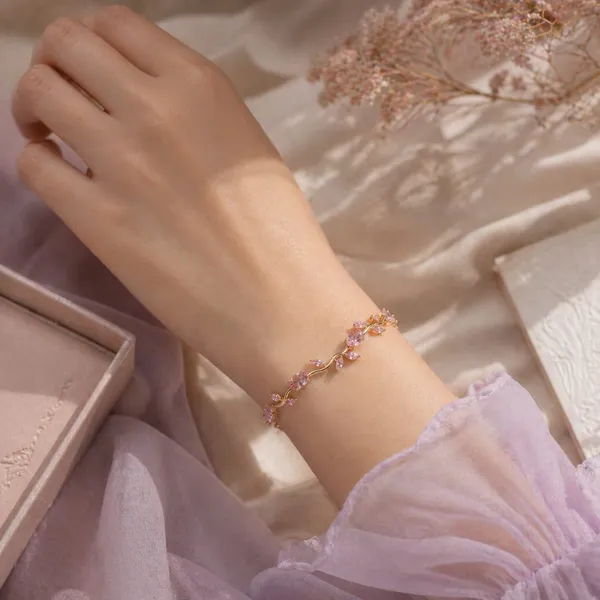 Pink_Tulip_Charm_Bracelet_And_Blush_Heart_Pendant_(Pack_Of_2)