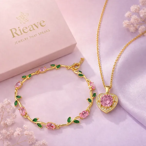 Blush_Heart_Pendant_And_Pink_And_Green_Bloom_Vine_Tulip_Bracelet_(Pack_Of_2)
