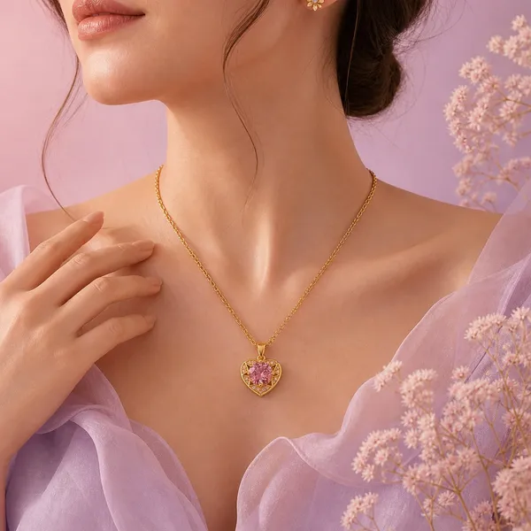 Blush_Heart_Pendant_And_Pink_And_Green_Bloom_Vine_Tulip_Bracelet_(Pack_Of_2)