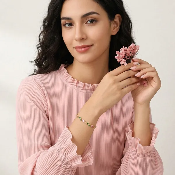 Pink_And_Green_Bloom_Vine_Tulip_Bracelet