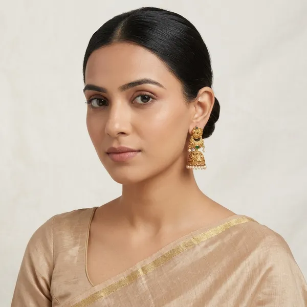 Gold_Metal_Temple_Jhumka_Earrings_With_Pearl_Drops_For_Women