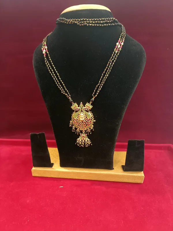 Gold_Metal_Jhumka_Pendant_Mangalsutra_Necklace_For_Women