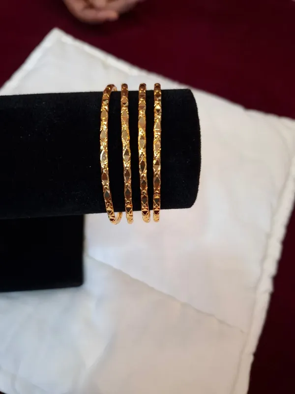 Gold_Metal_Textured_Panchaloham_Bangles_Set_Of_4_For_Women