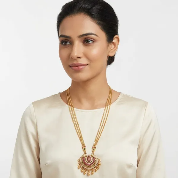 Gold_Metal_Peacock_Pendant_Long_Chain_Necklace_For_Women
