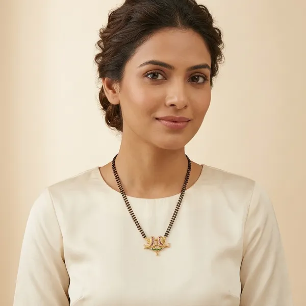 Gold_Metal_Dual_Peacock_Pendant_Mangalsutra_Necklace_For_Women
