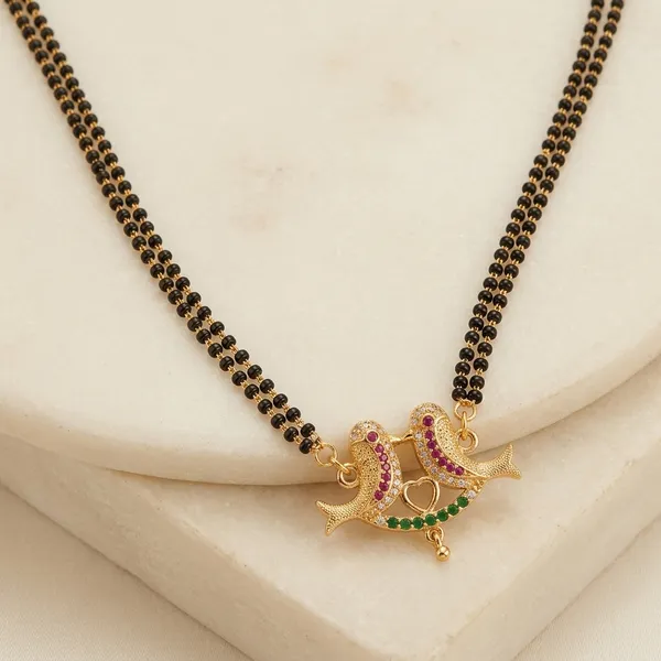 Gold_Metal_Dual_Peacock_Pendant_Mangalsutra_Necklace_For_Women