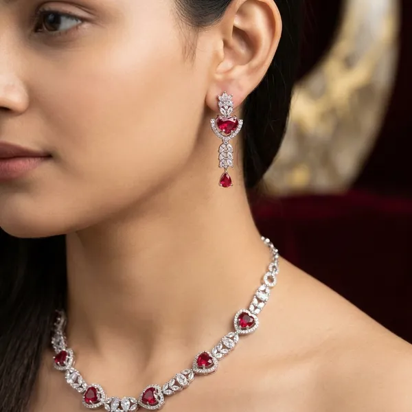 Red_Silver_Crystal_Metal_Necklace_Set_For_Women
