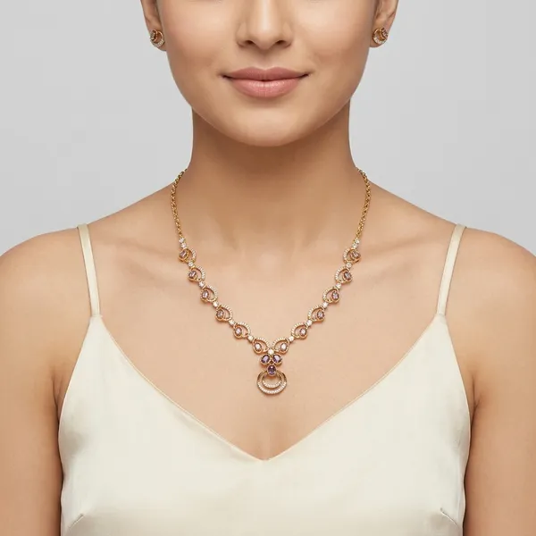 Rose_Gold_Metal_Crystal_Studded_Necklace_And_Earrings_Set_For_Women