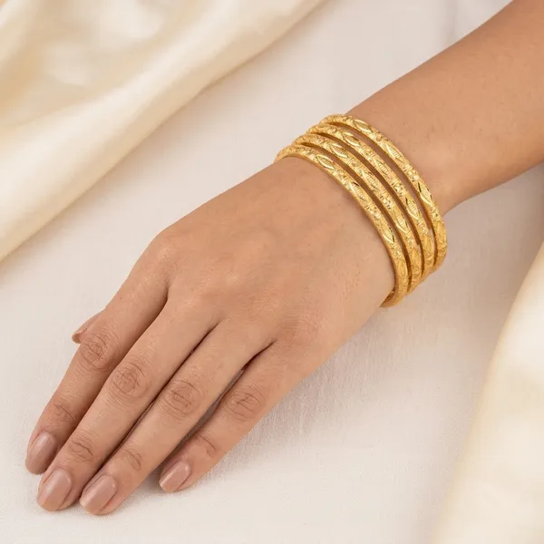 Gold_Metal_Textured_Bangle_Set_Of_3_For_Women