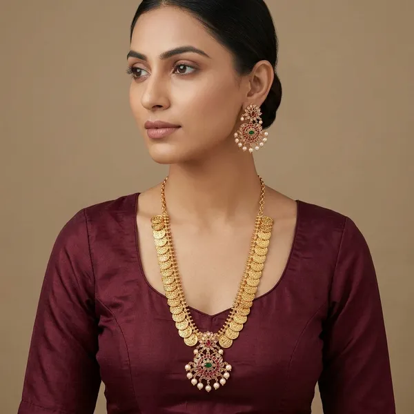 Antique_Gold_Metal_Temple_Coin_Kundan_Necklace_Set_For_Women