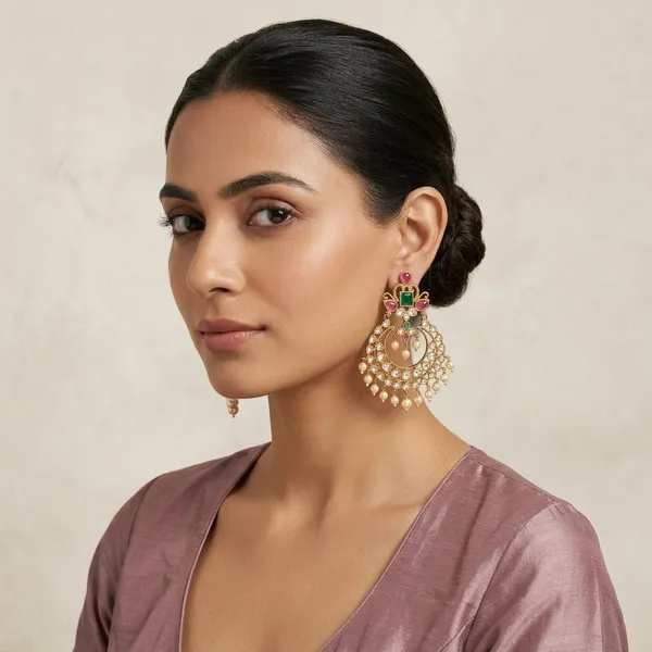 Antique_Gold_Metal_Kundan_Pearl_Drop_Chandbali_Earrings_For_Women