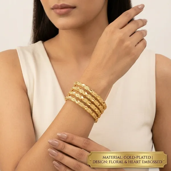 Gold_Metal_Floral_Embossed_Bangles_Set_For_Women