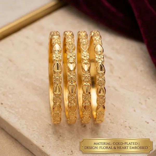 Gold_Metal_Floral_Embossed_Bangles_Set_For_Women