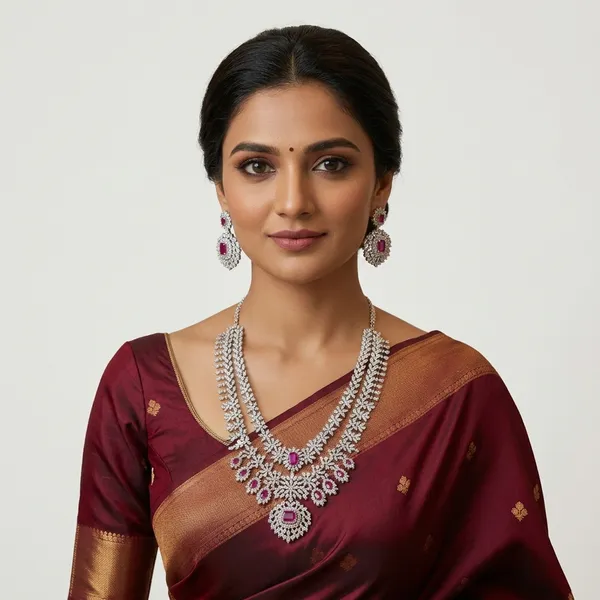 Silver_And_Ruby_American_Diamond_Metal_Bridal_Necklace_Set_For_Women