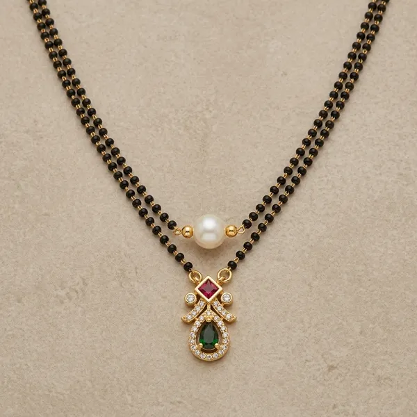 Gold_And_Red_Metal_Pearl_Pendant_Necklace_For_Women
