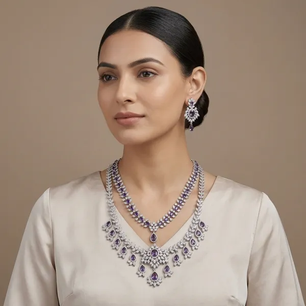 Silver_Metal_American_Diamond_Purple_Stone_Necklace_Set_For_Women