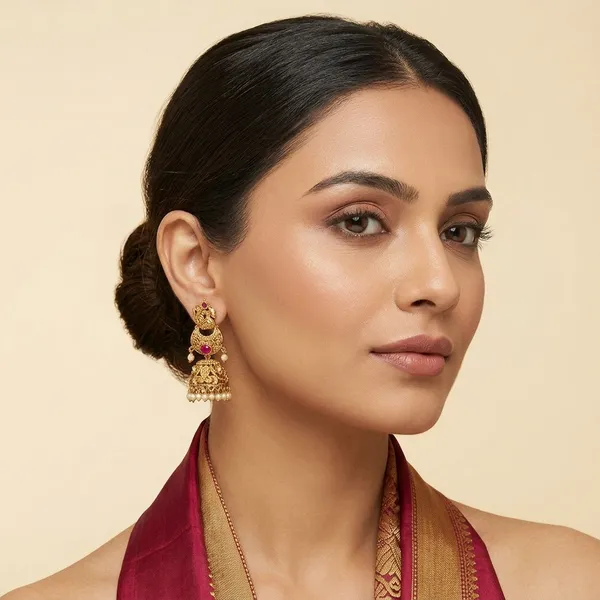 Antique_Gold_Metal_Temple_Jhumka_Earrings_For_Women
