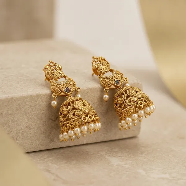 Antique_Gold_Metal_Temple_Jhumka_Earrings_For_Women