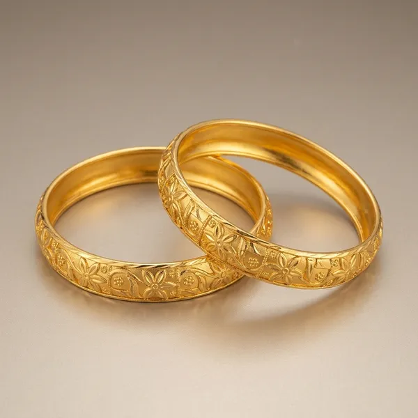 Gold_Metal_Embossed_Floral_Bangles_Set_Of_2_For_Women