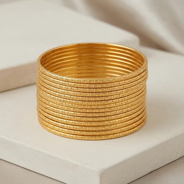 Gold_Metal_Thin_Textured_Bangles_Set_For_Women