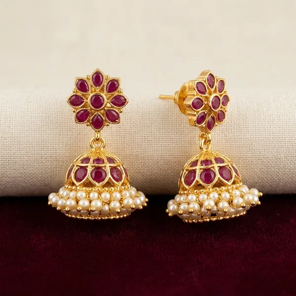 Gold_Ruby_Stone_Metal_Jhumka_Earrings_For_Women