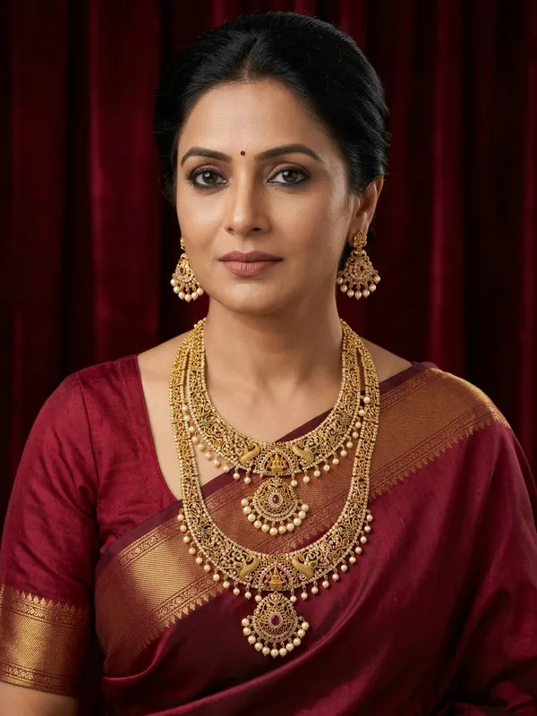 Layered_Antique_Gold_Temple_Necklace_Set_with_Goddess_Lakshmi_Pendants