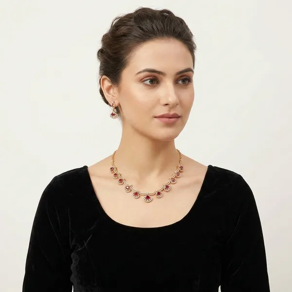 Rose_Gold_Kundan_Scalloped_Metal_Necklace_Set_For_Women