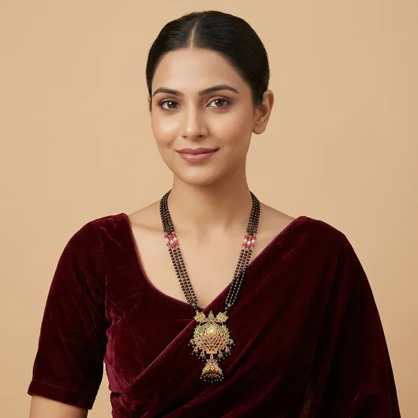 Gold_Metal_Jhumka_Pendant_Mangalsutra_Necklace_For_Women