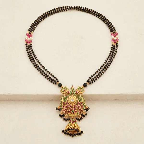 Gold_Metal_Jhumka_Pendant_Mangalsutra_Necklace_For_Women