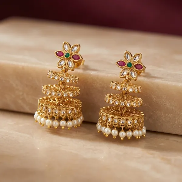 Gold_Metal_Floral_Jhumka_Earrings_For_Women