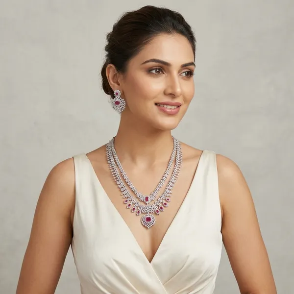 Silver_And_Ruby_Metal_Floral_American_Diamond_Necklace_Set_For_Women