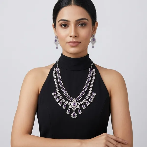 Silver_Purple_Metal_Kundan_Teardrop_Necklace_Set_For_Women
