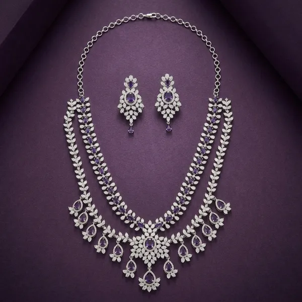Silver_Purple_Metal_Kundan_Teardrop_Necklace_Set_For_Women