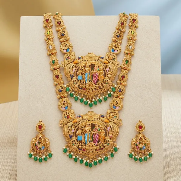 Gold_Metal_Polki_Temple_Jewellery_Necklace_Set_For_Women