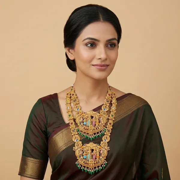 Gold_Metal_Polki_Temple_Jewellery_Necklace_Set_For_Women