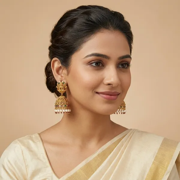 Gold_Pearl_Metal_Textured_Jhumka_Earrings_With_Pearl_Drops_For_Women