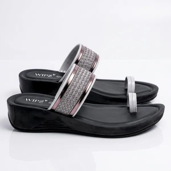 Women's_Stylish_Textured_Metallic_Strap_Toe-Ring_Wedge-Sandal-7013-Grey