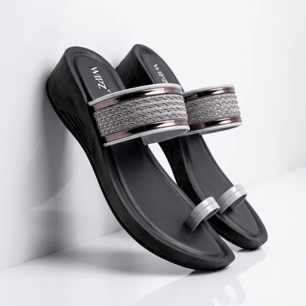 Women's_Stylish_Textured_Metallic_Strap_Toe-Ring_Wedge-Sandal-7013-Grey