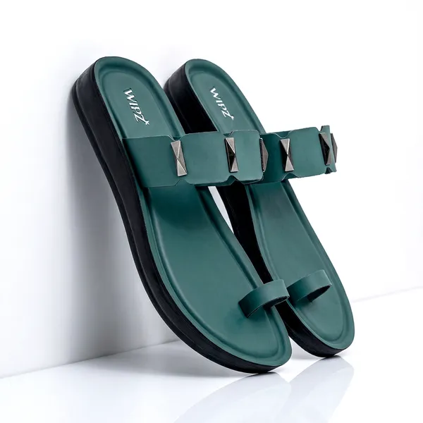 Women's_Stylish_Toe-Ring_Single_Studded-Straps_Sandal-8018-Green