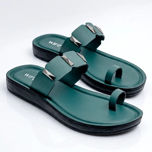 Women's_Stylish_Toe-Ring_Single_Studded-Straps_Sandal-8018-Green