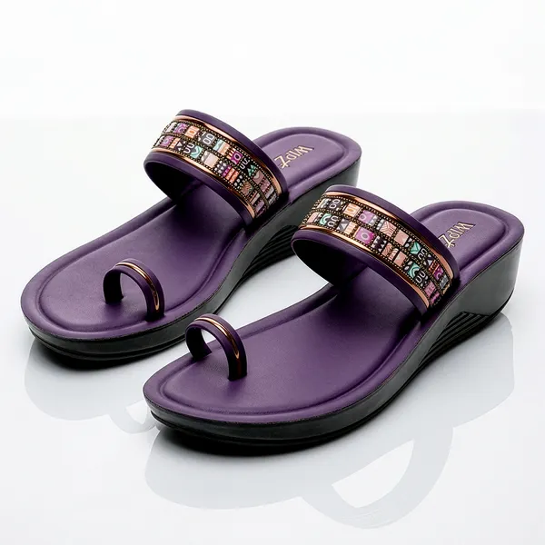Women's_Stylish_Toe-Ring_Multicolor_Ethnic_Strap_Wedge-Heel_Sandal-7030-Wine