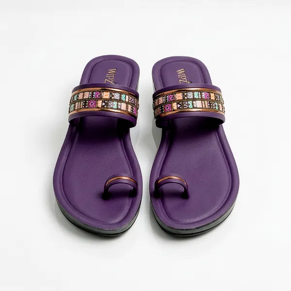 Women's_Stylish_Toe-Ring_Multicolor_Ethnic_Strap_Wedge-Heel_Sandal-7030-Wine