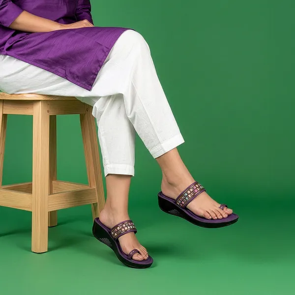 Women's_Stylish_Toe-Ring_Multicolor_Ethnic_Strap_Wedge-Heel_Sandal-7030-Wine