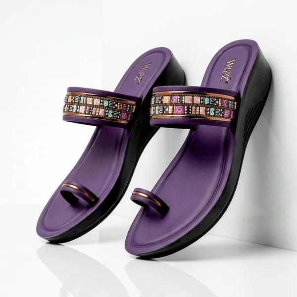 Women's_Stylish_Toe-Ring_Multicolor_Ethnic_Strap_Wedge-Heel_Sandal-7030-Wine
