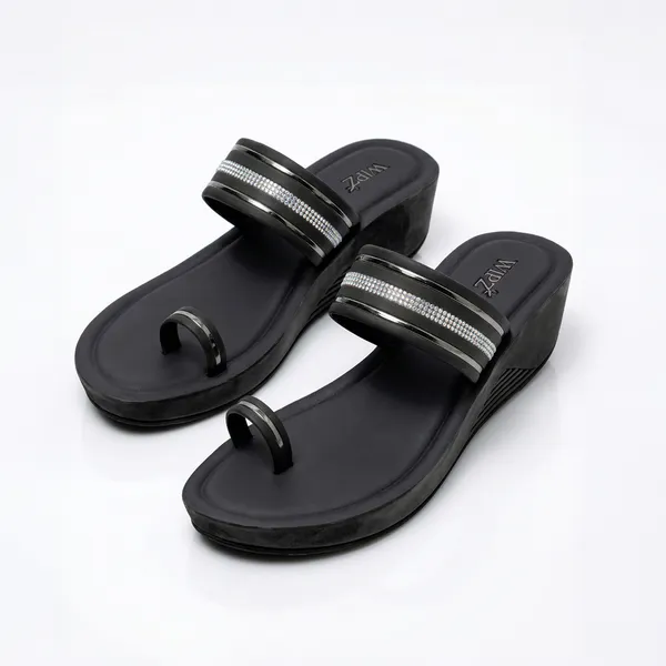 Women's_Stylish_Toe-Ring_Diamond_Strap_Wedge-Heel_Sandal-7024-Black