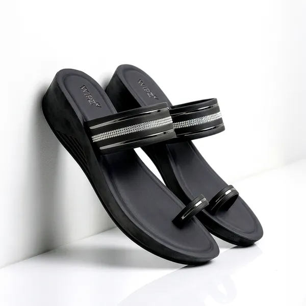 Women's_Stylish_Toe-Ring_Diamond_Strap_Wedge-Heel_Sandal-7024-Black