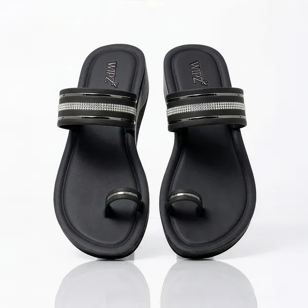 Women's_Stylish_Toe-Ring_Diamond_Strap_Wedge-Heel_Sandal-7024-Black