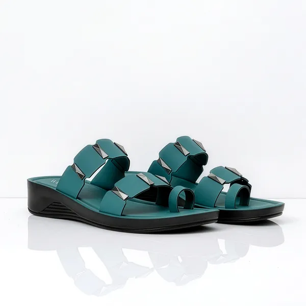 Women's_Stylish_Toe-Ring_Dual-Straps_Wedge-Heel_Sandal-7011-Green