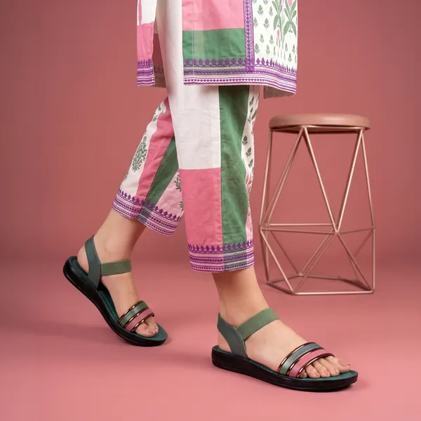 Women's_Stylish_Open-Toe_Dual-Tone_Strap_Backband_Comfort_Sandal-8038-Green